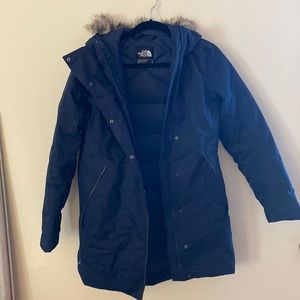 Mid Length Hooded Faux Fur Down Parka